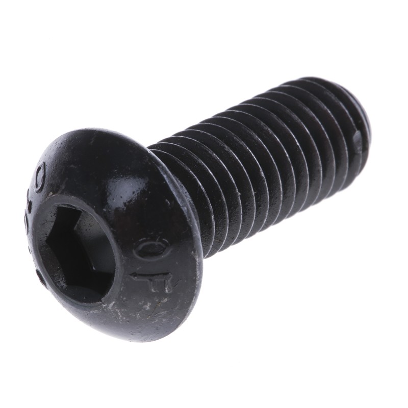 1 Box of 50 - RS PRO Black, Self-Colour Steel Hex Socket Button Screw, ISO 7380, M8 x 20mm