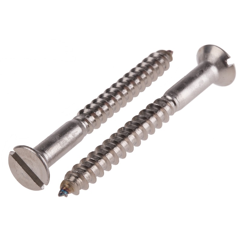 1 Box of 50 - RS PRO Slot Countersunk Stainless Steel Wood Screw, A2 304, No. 10 Thread, 50mm Length