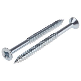 1 Box of 50 - RS PRO Pozidriv Countersunk Steel Wood Screw Bright Zinc Plated, No. 12 Thread, 3in Length