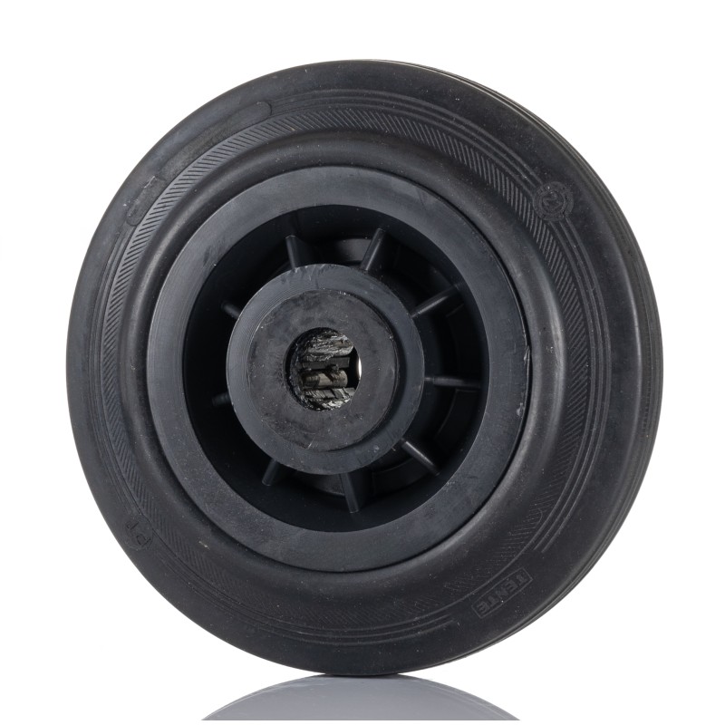 1 pcs - Tente Black Rubber Ageing Resistant Trolley Wheel, 205kg