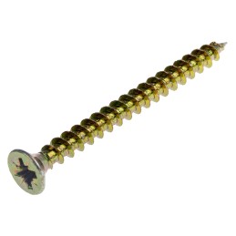 1 Box of 50 - RS PRO Pozidriv Countersunk Steel Wood Screw Yellow Passivated, Zinc Plated, 6mm Thread, 70mm Length