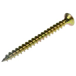 1 Box of 50 - RS PRO Pozidriv Countersunk Steel Wood Screw Yellow Passivated, Zinc Plated, 6mm Thread, 70mm Length