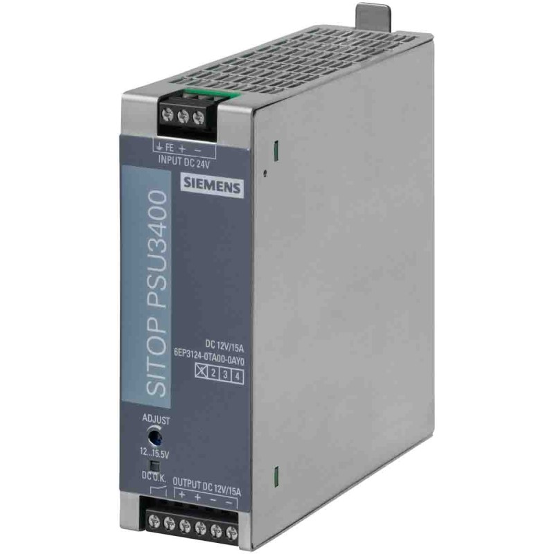 1 pcs - Siemens SITOP PSU3400 DC-DC Converter, 12V dc/ 15A Output, 18 - 32 V dc Input, 200W, DIN Rail Mount, +70°C Max
