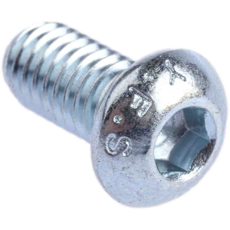 1 Box of 50 - RS PRO Bright Zinc Plated Steel Hex Socket Button Screw, ISO 7380, M6 x 12mm