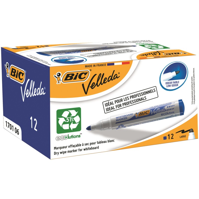 1 pcs - BIC White Board Marker, 12 Blue, 1.5 mm Tip Size