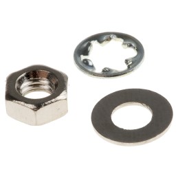 1 Kit - RS PRO Brass, Steel Hex Full Nut and Washers with Internal Tooth, Plain, 400 Pieces