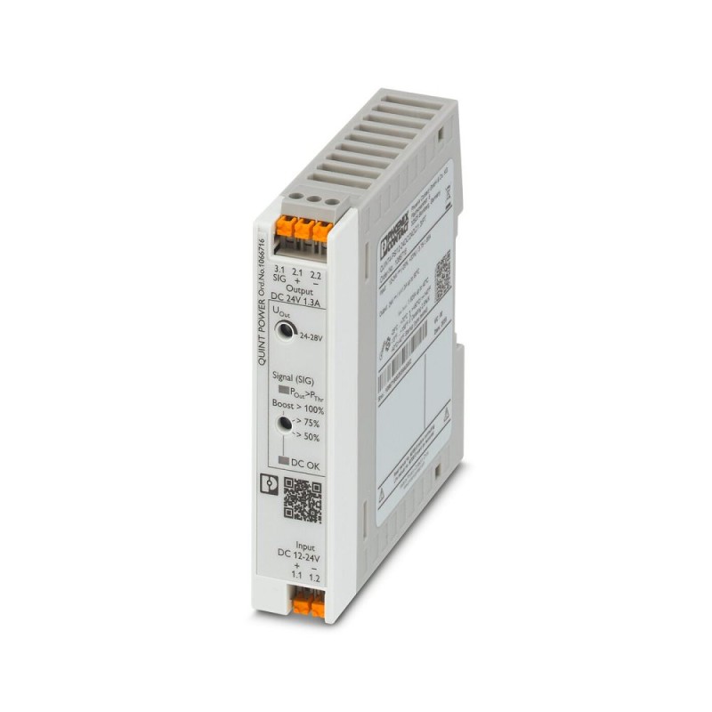 1 pcs - Phoenix Contact QUINT POWER DC-DC Converter, 24V dc/, 12 - 24 V dc Input, 30W, DIN Rail