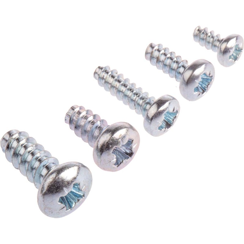 1 Kit - RS PRO Bright Zinc Plated, Clear Passivated Steel Pan Head Thread Forming Screw, No.4, No.6, No.8, No.10 x