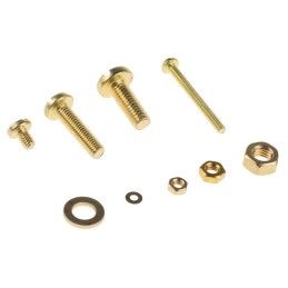 1 Kit - RS PRO Brass 2061 Piece Slot Drive Screw/Bolt, Nut & Washer Kit