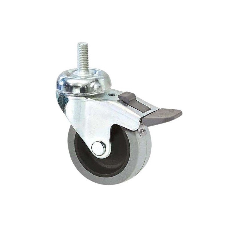 1 pcs - Guitel Hervieu Braked Swivel Castor Wheel, 50kg Capacity, 80mm Wheel