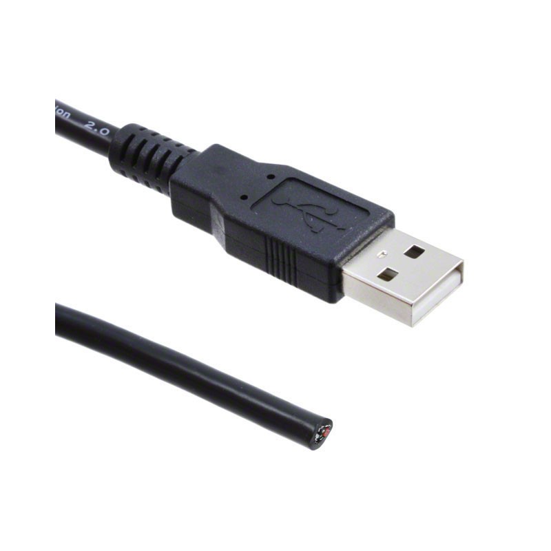 10 pcs : A-USB20AM-OE-100BK28 - CBL USB2.0 A PLUG TO OPEN 3.28'