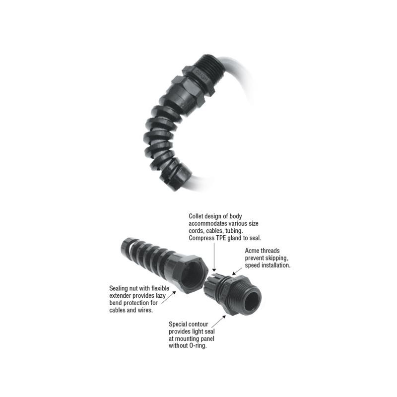 10 pcs : 3266 - CABLE GRIP 5.84-13.87MM 1/2' NPT