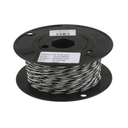 1 Reel of 100 M - TE Connectivity Black/White 0.24 mm² Hook Up Wire, 24 AWG, 19/36, 100m, Polyalkene Insulation