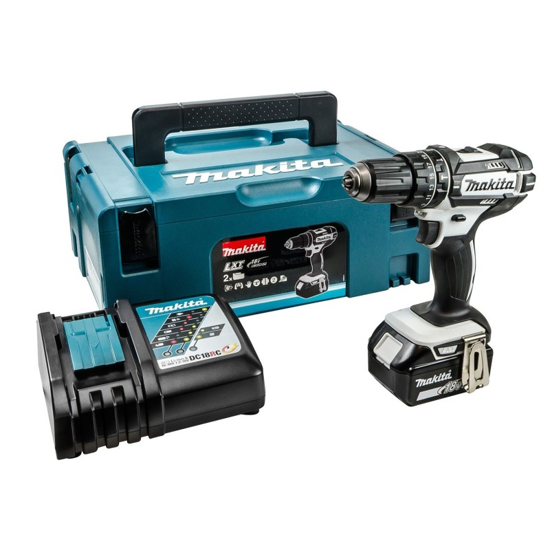 1 Box of 1 - Makita Keyless 18V Cordless Combi Drill, Type G - British 3-Pin