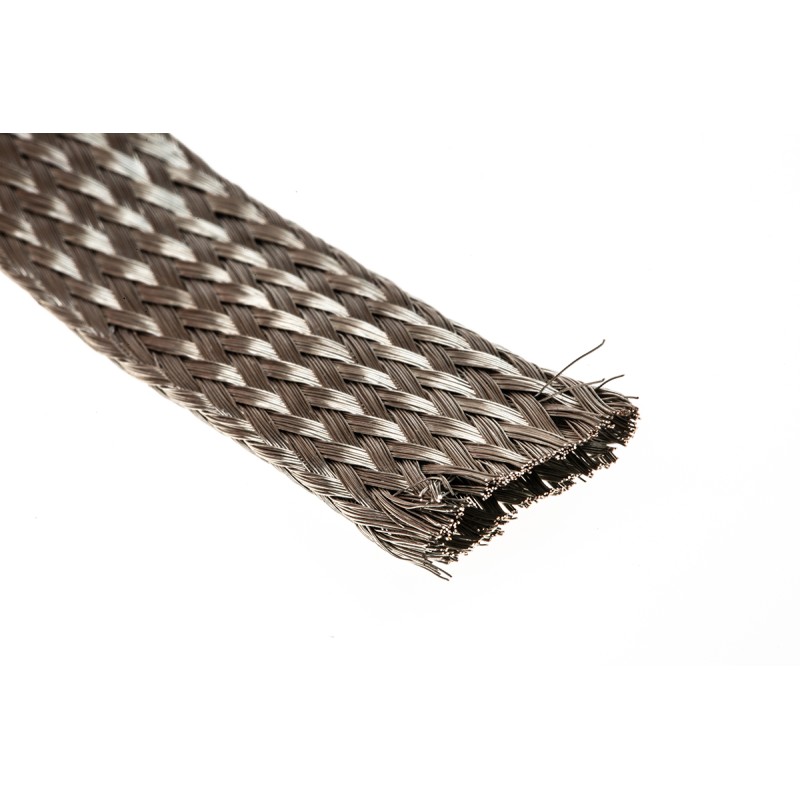 1 Reel of 30 M - Alpha Wire Expandable Braided Copper Silver Cable Sleeve, 12.8mm Diameter, 30m Length, 2174 Series