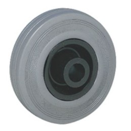 1 pcs - Guitel Hervieu Black, Grey Rubber Non-Marking Trolley Wheel, 100kg
