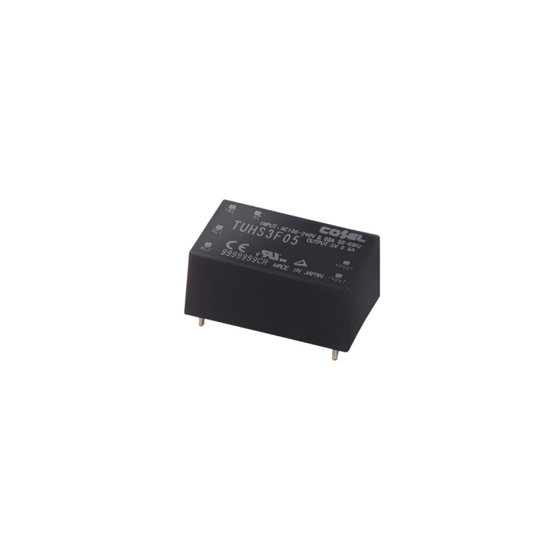 1 pcs - Cosel Switching Power Supply, TUHS3F12, 12V dc, 250mA, 3W, 1 Output, 120 - 370 V dc, 85 - 264 V ac Input
