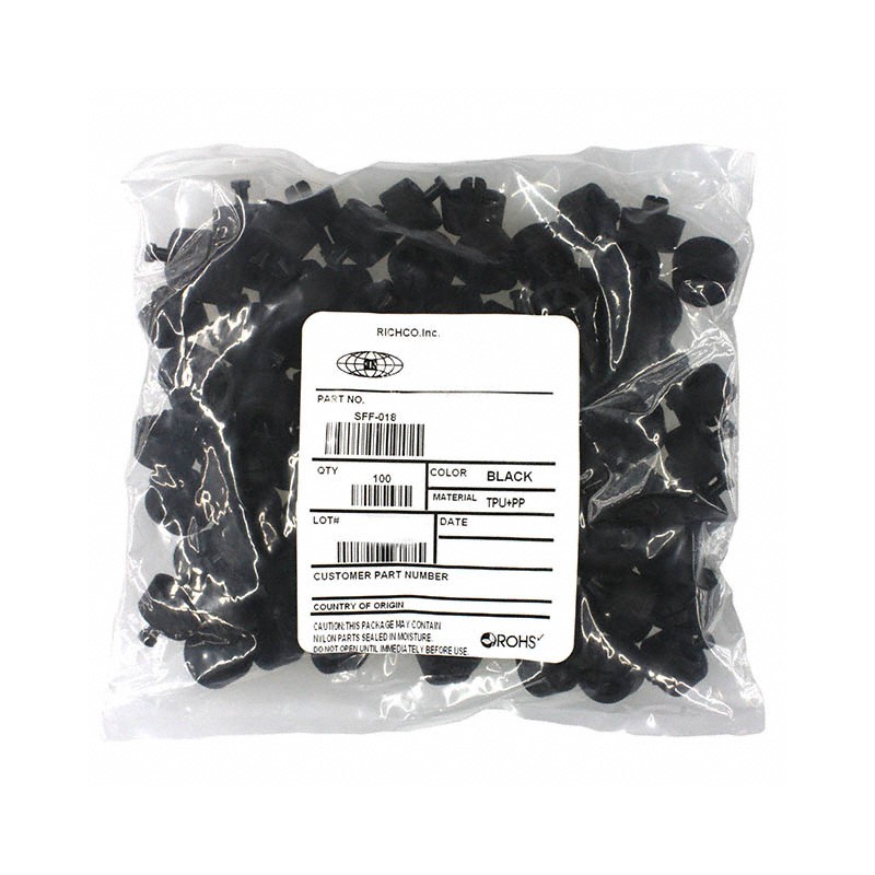 10 pcs : SFF-018 - FOOT CYLINDRICAL 0.787' DIA BLK