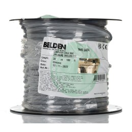 1 Reel of 30 M - Belden Twisted Pair Data Cable, 2 Pairs, 0.25 mm², 4 Cores, 24 AWG, Screened, 30m, Chrome Sheath
