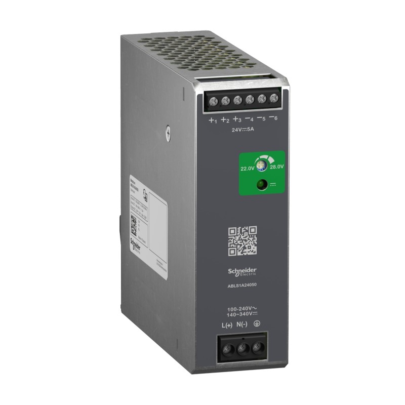 1 pcs - Schneider Electric ABLS1A DIN Rail Power Supply, 100-240 V, 140-340 V ac, dc Input, 24V dc Output, 5A Output, 120W