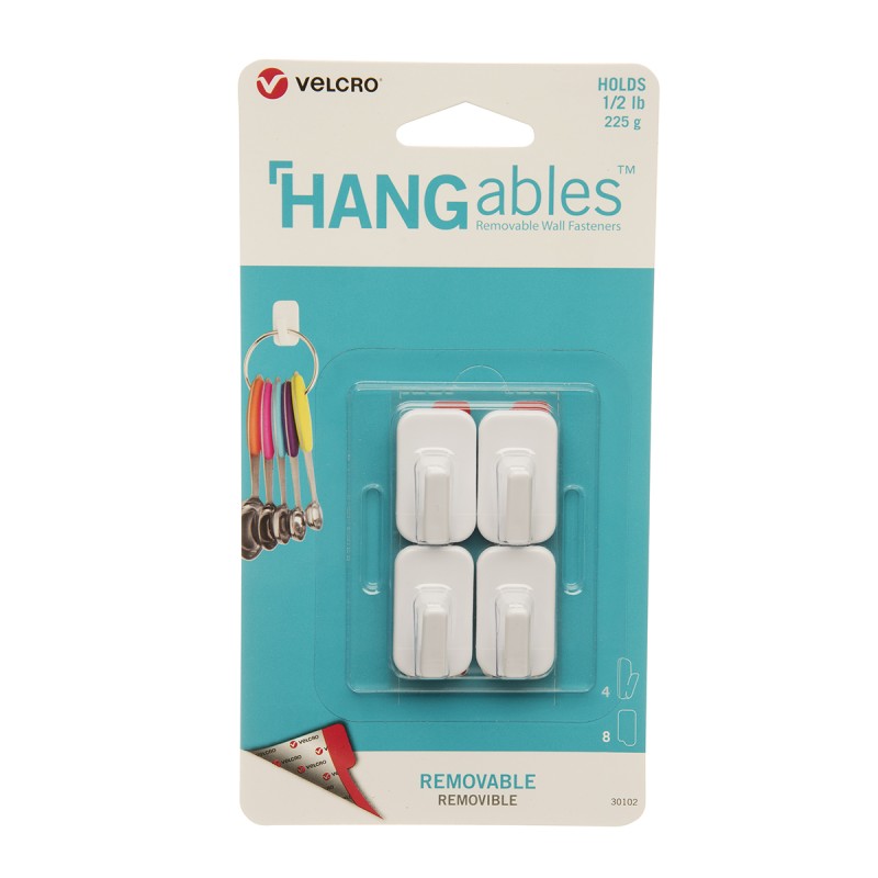 1 pcs - Velcro HANGables 19 x 32 mm White Adhesive Hook x 4
