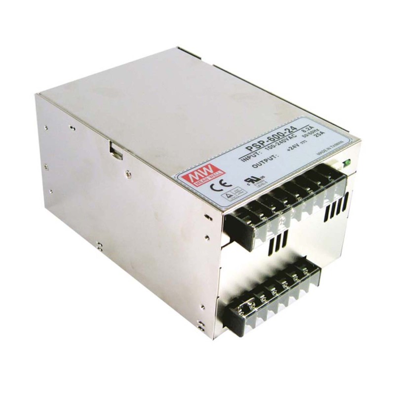 1 pcs - MEAN WELL Switching Power Supply, PSP-600-13.5, 13.5V dc, 44.5A, 600.7W, 1 Output, 124 - 370 V dc, 88 -