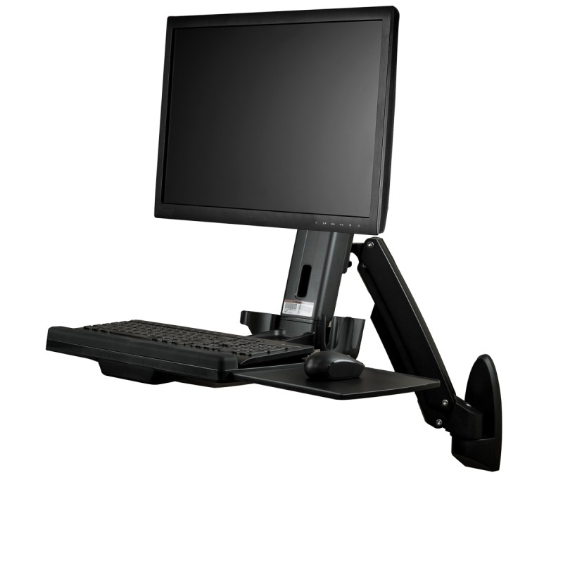 1 pcs - StarTech.com Wall Mounted Sit-Stand Desk, Max 24in Monitor, 1 Supported Display(s) With Extension Arm