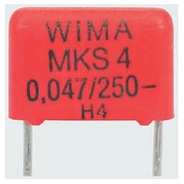 5 pcs - WIMA MKS4 Polyester Film Capacitor, 160 V ac, 250 V dc, ±10%, 470nF, Through Hole