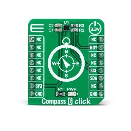 1 Box of 1 - MikroElektronika Compass 6 Click 3D Magnetic Sensor Add On Board for HSCDTD008A MikroBUS