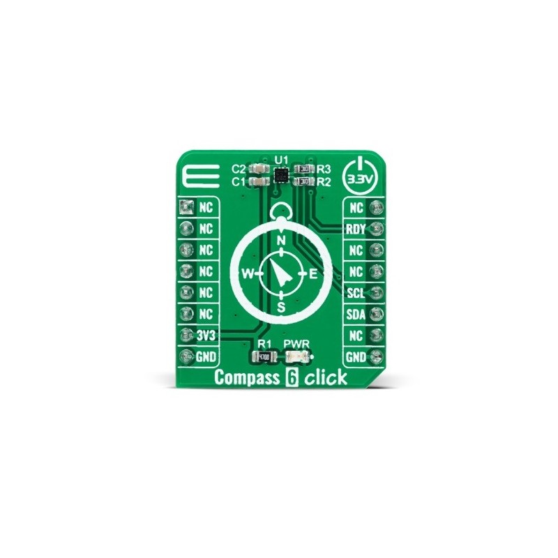 1 Box of 1 - MikroElektronika Compass 6 Click 3D Magnetic Sensor Add On Board for HSCDTD008A MikroBUS