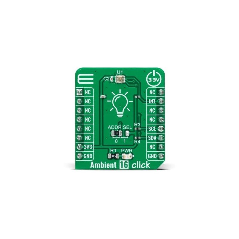 1 Box of 1 - MikroElektronika Ambient 16 Click Ambient Light Sensor Add On Board for BH1726NUC MikroBUS