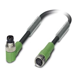 1 pcs - Phoenix Contact Right Angle Male 4 way M8 to Straight Female 4 way M8 Sensor Actuator Cable, 300mm