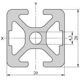 1 pcs - RS PRO Silver Aluminium, Anodized Profile Strut, 20 x 20 mm, 5mm Groove, 1m Length