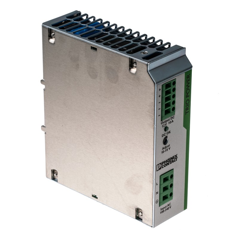 1 pcs - Phoenix Contact TRIO-PS/1AC/12DC/10 Switch Mode DIN Rail Power Supply, 85 - 264V ac ac Input, 12V dc dc Output,