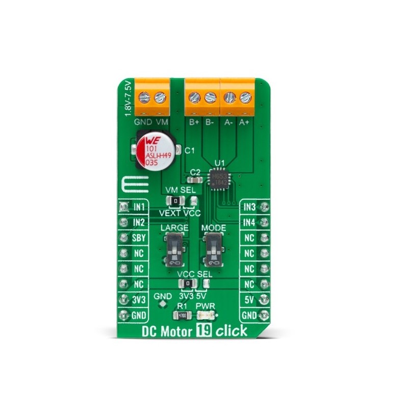 1 Box of 1 - MikroElektronika DC Motor 19 Click DC Motor Driver for TC78H653FTG for MikroBUS