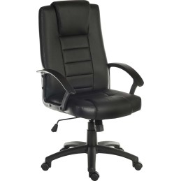 1 pcs - RS PRO Black Leather Faced Executive Chair, 115kg Weight Capacity