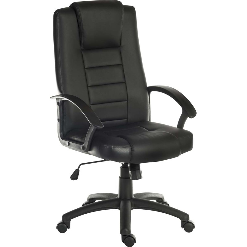 1 pcs - RS PRO Black Leather Faced Executive Chair, 115kg Weight Capacity