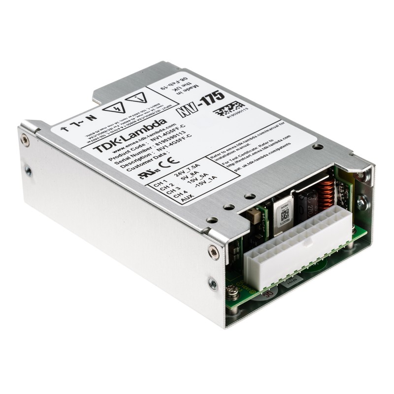 1 pcs - TDK-Lambda Switching Power Supply, NV1-4G5FF-C, 5 V dc, ±15 V dc, ±24 V dc, 1 A, 4 A, 7.5 A, 8 A, 180W, Quad Output, 90