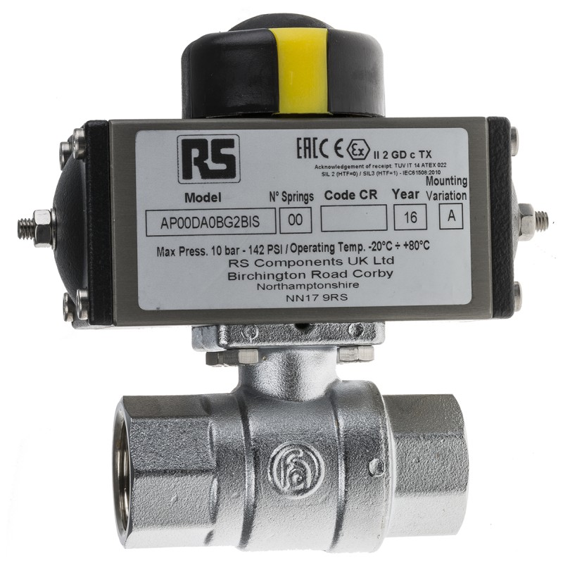 1 pcs - RS PRO Ball type Pneumatic Actuated Valve, BSP 3/4in, 40 bar