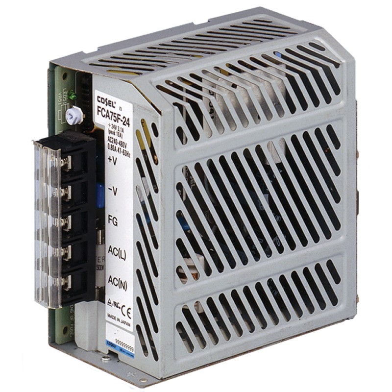 1 pcs - Cosel Switching Power Supply, FCA75F-24, 24V dc, 3.1A, 75W, 1 Output, 187 - 528V ac Input Voltage