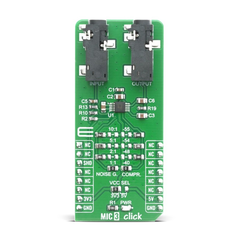 1 pcs - MikroElektronika MIKROE-4136, MIC 3 Click Microphone Pre-Amplifier Amplifier Board for SSM2167-1RMZ-R7