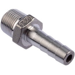 1 pcs - RS PRO Stainless Steel Pipe Fitting, Straight Hexagon Hose Nipple, Male R 3/8in x Male