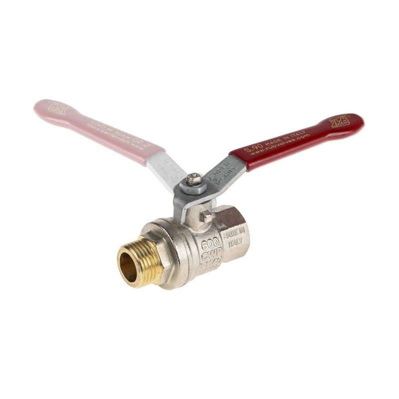 1 pcs - RS PRO Brass Full Bore, 2 Way, Ball Valve, BSPP 1/2in, 40 - 30bar Operating Pressure