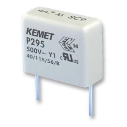 5 pcs - KEMET P295 Paper Capacitor, 500V ac, ±20%, 4.7nF, Through Hole