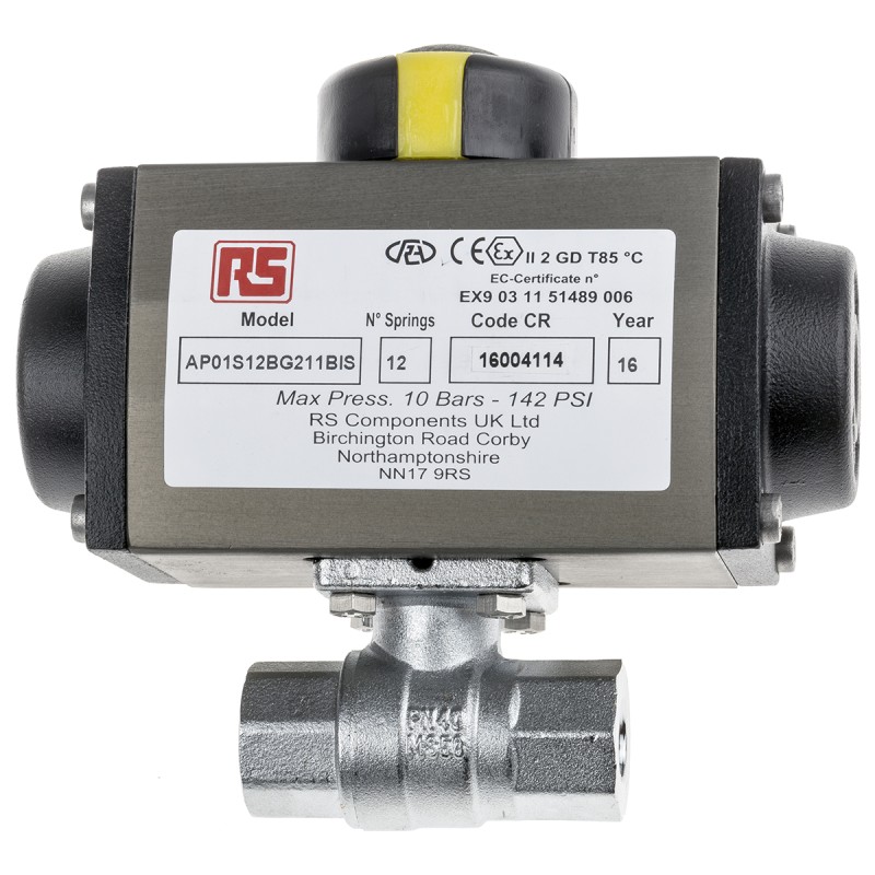 1 pcs - RS PRO Ball type Pneumatic Actuated Valve, BSP 1/4in, 40 bar