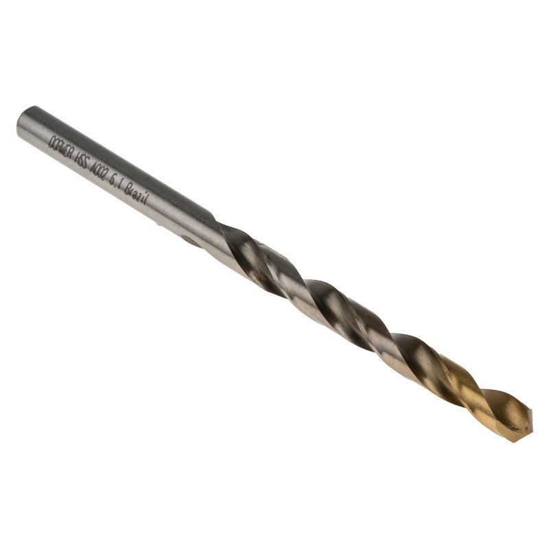 1 Box of 5 - Dormer A002 Series HSS-TiN Twist Drill Bit, 6.1mm Diameter, 101 mm Overall