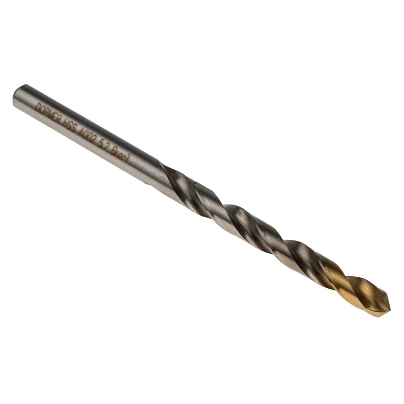 1 Box of 5 - Dormer A002 Series HSS-TiN Twist Drill Bit, 5.2mm Diameter, 86 mm Overall