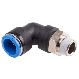 1 pcs - Festo QS Series Elbow Threaded Adaptor, R 3/8 Male to Push In 16 mm, Threaded-to-Tube Connection Style, 164958