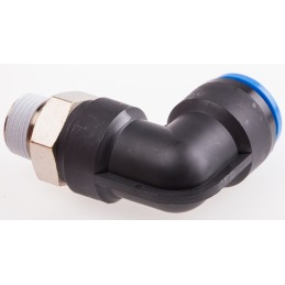 1 pcs - Festo QS Series Elbow Threaded Adaptor, R 3/8 Male to Push In 16 mm, Threaded-to-Tube Connection Style, 164958