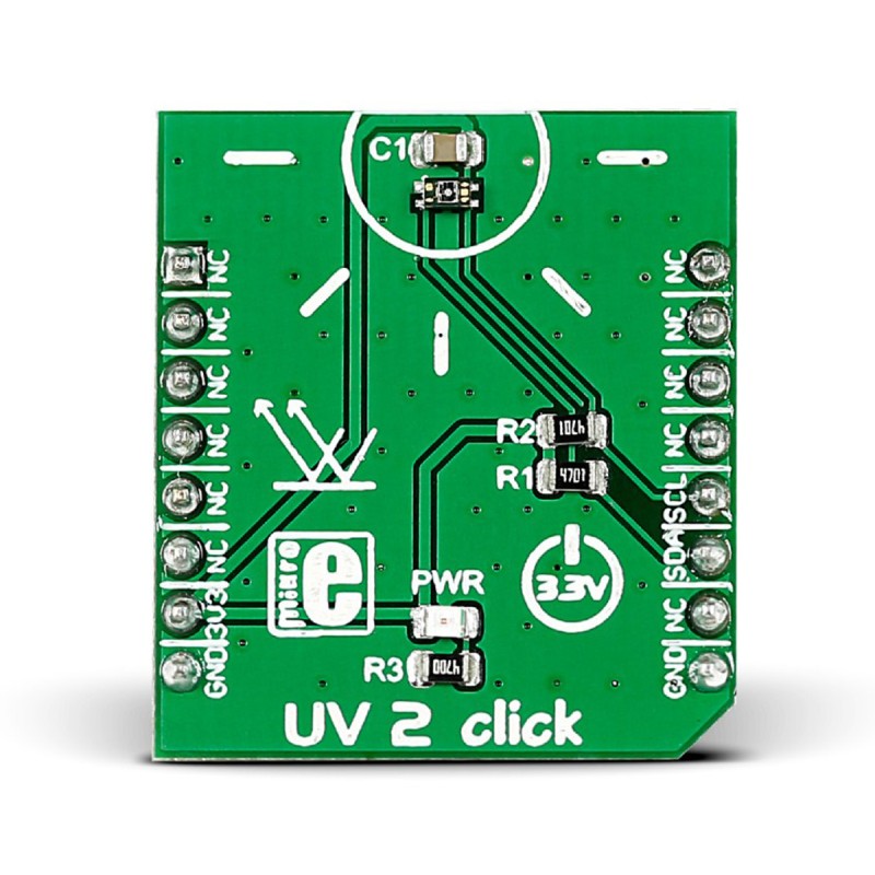 1 pcs - MikroElektronika UV2 Click Ultraviolet (UV) Sensor mikroBus Click Board for VEML6075